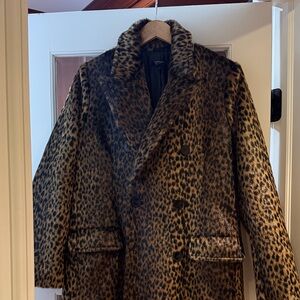 Topshop Leopard Print Faux Fur Coat